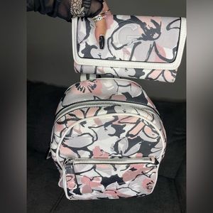 GUESS flower backpack with matching wallet